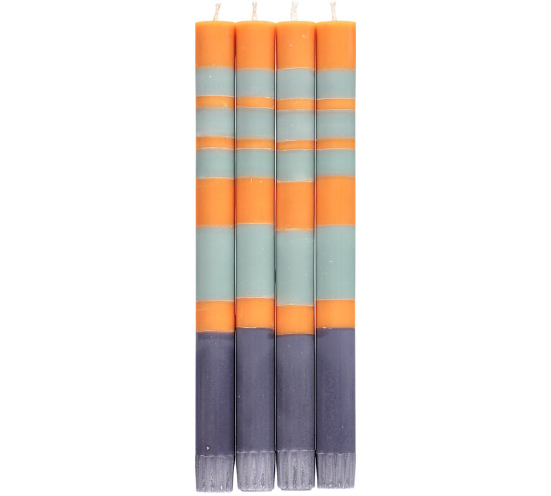 British Colour Standard - Striped Dinner Candle x4 Gunmetal - Opaline - Marigold Home & Kitchen