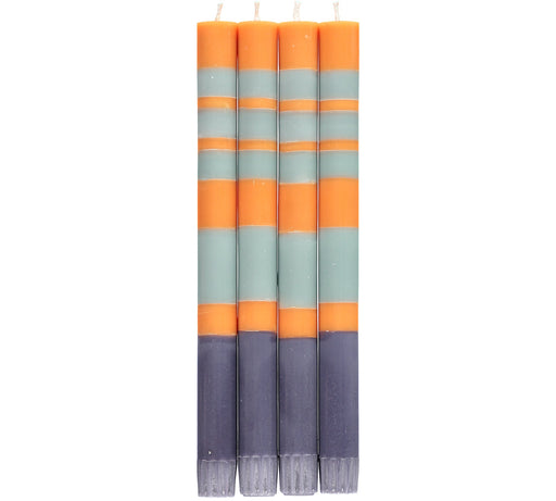 British Colour Standard - Striped Dinner Candle x4 Gunmetal - Opaline - Marigold Home & Kitchen