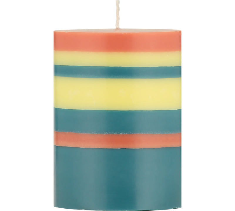British Colour Standard - Striped Pillar Candle 10cm Jasmin - Rust - Petrol Home & Kitchen