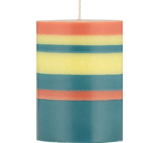 British Colour Standard - Striped Pillar Candle 10cm Jasmin - Rust - Petrol Home & Kitchen