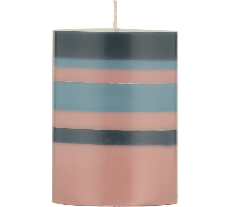 British Colour Standard - Striped Pillar Candle 10cm Old Rose - Indigo - Pompadour Home & Kitchen