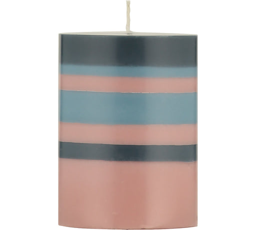 British Colour Standard - Striped Pillar Candle 10cm Old Rose - Indigo - Pompadour Home & Kitchen