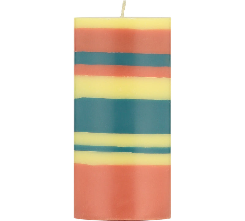 British Colour Standard - Striped Pillar Candle 15cm Jasmin - Rust - Petrol Home & Kitchen