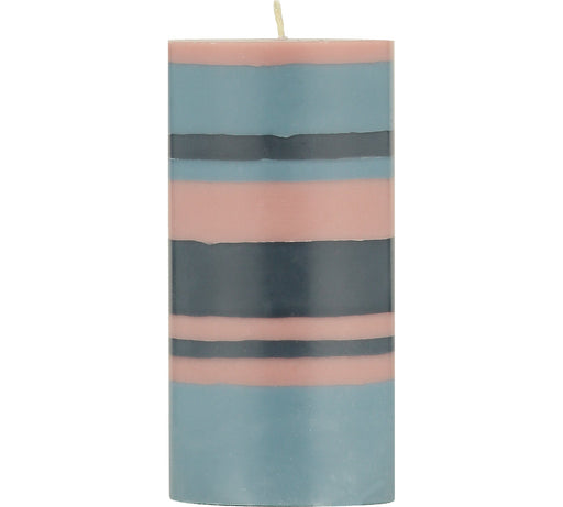 British Colour Standard - Striped Pillar Candle 15cm Old Rose - Indigo - Pompadour Home & Kitchen
