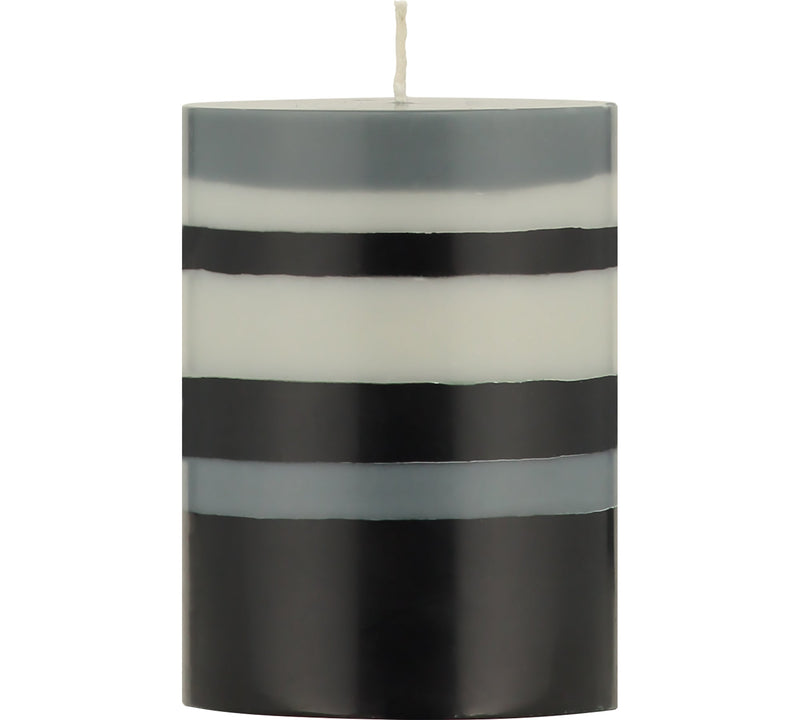 British Colour Standard - Striped Pillar Candle H10cm Gull - Gunmetal - Jet Home & Kitchen
