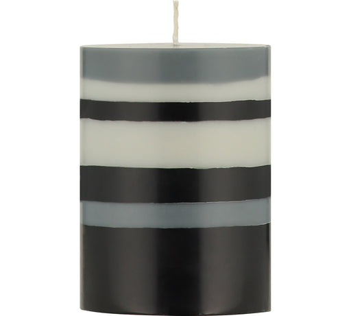 British Colour Standard - Striped Pillar Candle H10cm Gull - Gunmetal - Jet Home & Kitchen