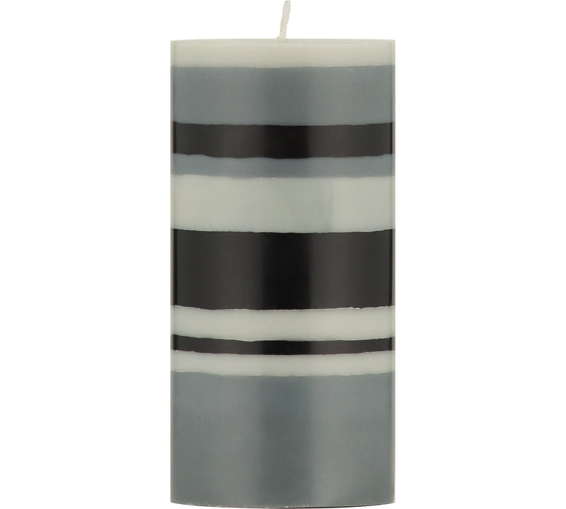 British Colour Standard - Striped Pillar Candle H15cm Gull - Gunmetal - Jet Home & Kitchen
