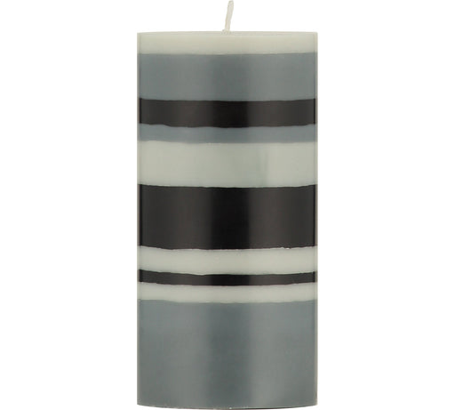 British Colour Standard - Striped Pillar Candle H15cm Gull - Gunmetal - Jet Home & Kitchen