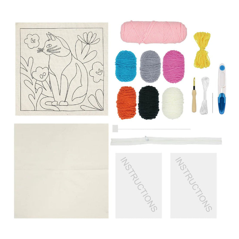 Broderie - CAT PUNCH NEEDLE CUSHION KIT Arts & Crafts