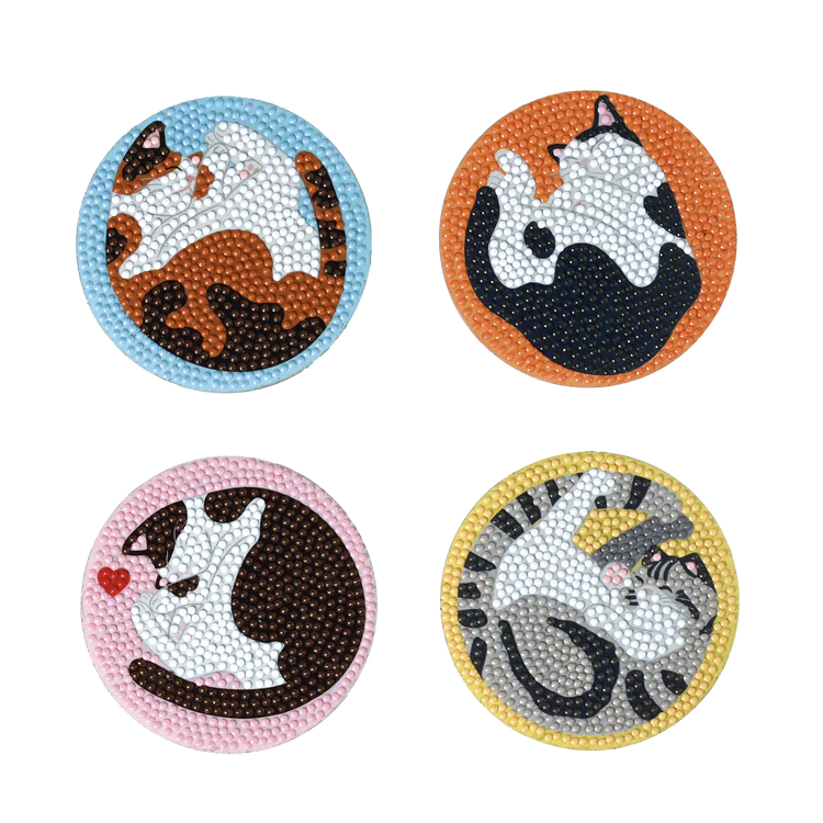 Broderie - DIAMOND ART DIY COASTER SET - CATS Arts & Entertainment