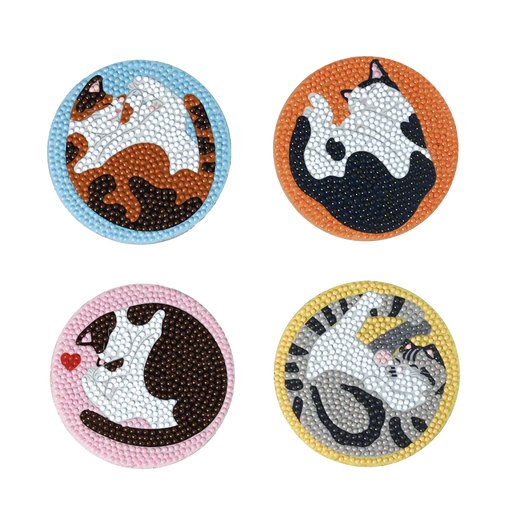 Broderie - DIAMOND ART DIY COASTER SET - CATS Arts & Entertainment