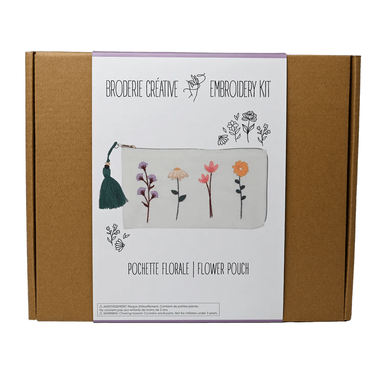 Broderie - FLOWER EMBROIDERY POUCH KIT Arts & Entertainment