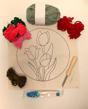 Broderie - FLOWER HOME DECOR PUNCH NEEDLE KIT Arts & Crafts