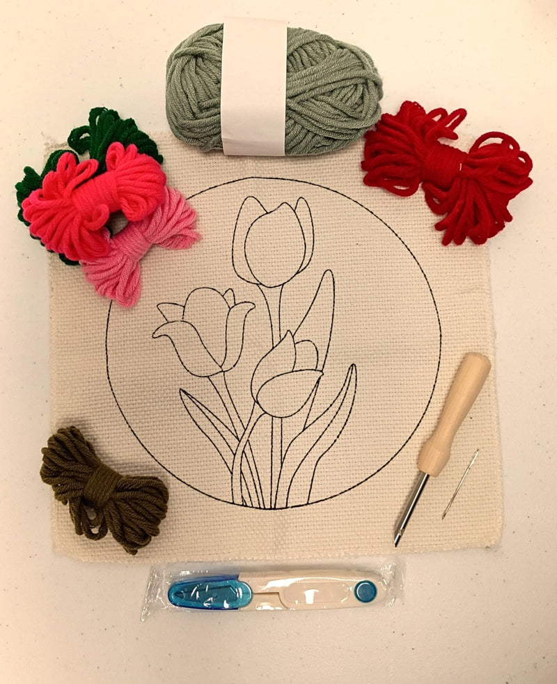 Broderie - FLOWER HOME DECOR PUNCH NEEDLE KIT Arts & Crafts