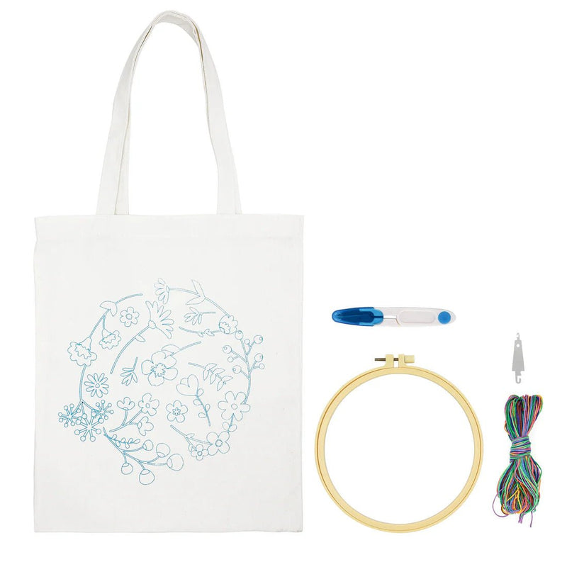 Broderie - FLOWER TOTE BAG EMBROIDERY KIT Arts & Crafts