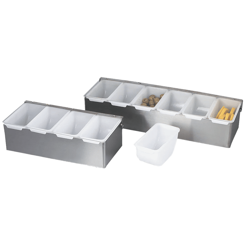 Browne - Bar Caddy - 6 - Condiment Tray - with Clear Plastic Lid - 17.8x5.5x3.5" / 45.2x14x8.9 cm Home & Kitchen