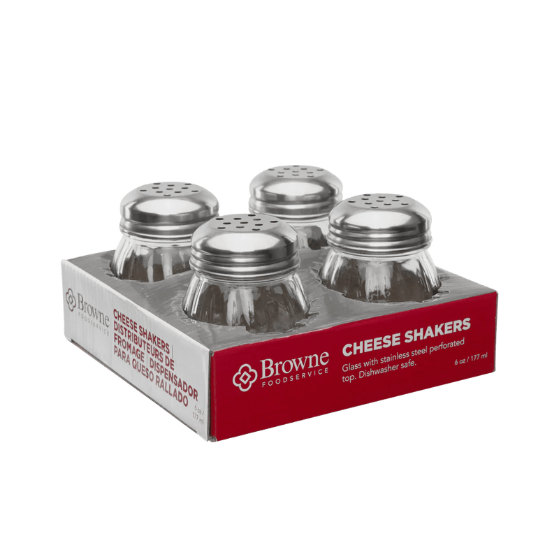 Browne - Cheese Shaker, Glass, 6oz/152ml, 3.6x2.6"/9.1x6.6cm, 4 Pack Home & Kitchen