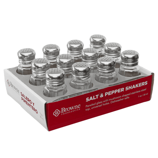 Browne - Mini Salt & Pepper Shakers, Square Glass, 0.5oz/15ml, 2x1.5"/5.1x3.8cm, 12 Pack Home & Kitchen
