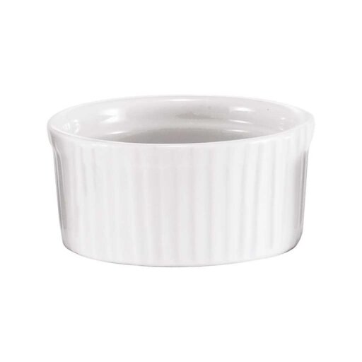 Browne - Ramekin, Smooth rim & Ribbed sides, 2.5oz/70ml, 2.8x1.5"/7x4cm, White Home & Kitchen
