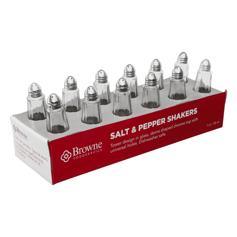 Browne - Salt & Pepper Shakers, Tower Shaped, 1.02oz/30ml, 2.5x2", 12 Pack Home & Kitchen