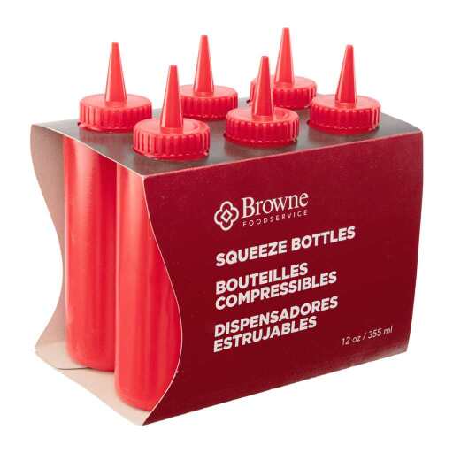 Browne - Squeeze Bottle, 12oz/355ml, Red, Set of 6 Home & Kitchen