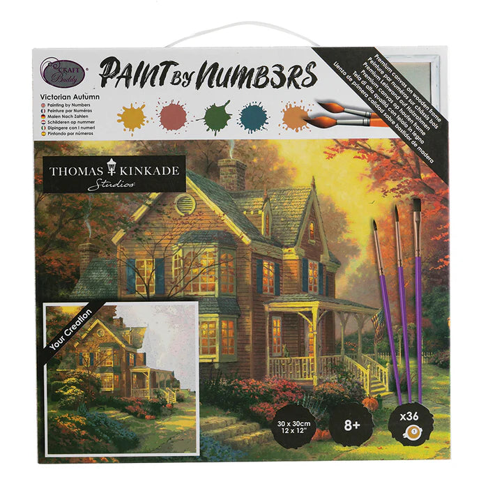 Crystal Art - Medium  Paint-by-Number - Victorian Autumn (Kinkade) | 30 x 30 cm / 12 x 12 in