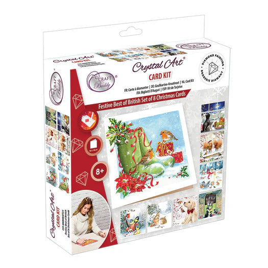 Crystal Art - Card Kit (Box Set): British Christmas Cards - Limolin 