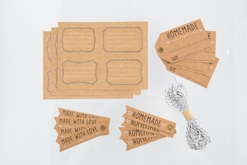 Captivate - Kitchen Pantry Label & Tag Set Kraft 12pc Home & Kitchen