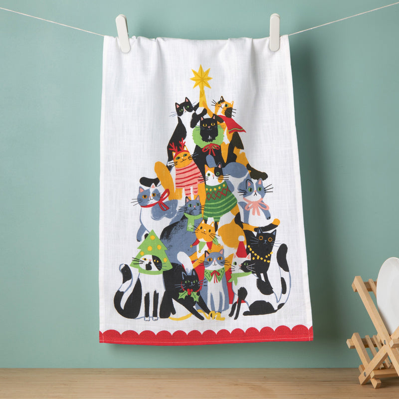 Jubilee - Kitty Carol Christmas Dishtowel - lifestyle