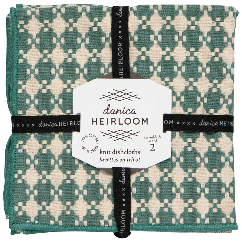 Heirloom - Set/2 Dishcloth Facet Lagoon