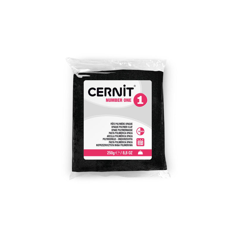 Cernit Number One opaque black 250 g polymer clay package