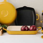 CHUCK HUGHES - Cast Iron Shallow Roaster Home & Kitchen Midnight Blue
