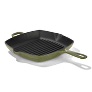 CHUCK HUGHES - Cast Iron Square Grill Pan 26cm /10.25“ Home & Kitchen Green