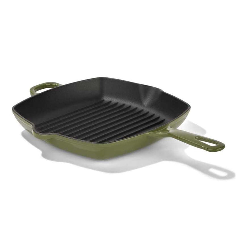 CHUCK HUGHES - Cast Iron Square Grill Pan 26cm /10.25“ Home & Kitchen Green