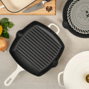 CHUCK HUGHES - Cast Iron Square Grill Pan 26cm /10.25“ Home & Kitchen Green