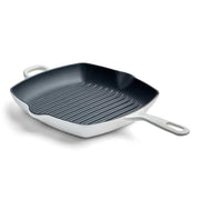 CHUCK HUGHES - Cast Iron Square Grill Pan 26cm /10.25“ Home & Kitchen White