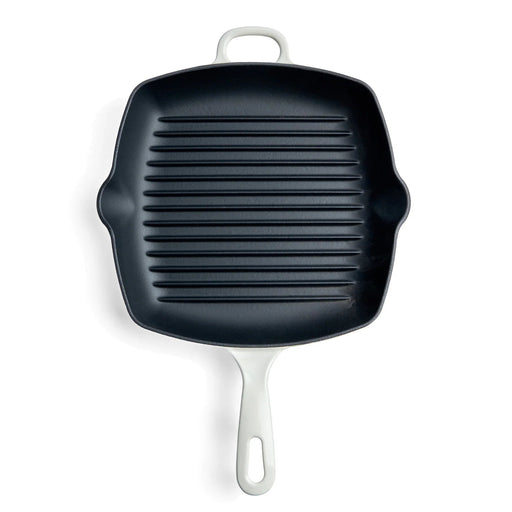 CHUCK HUGHES - Cast Iron Square Grill Pan 26cm /10.25“ Home & Kitchen White