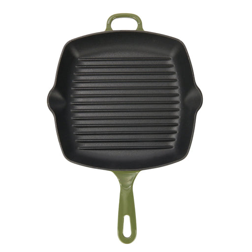 CHUCK HUGHES - Cast Iron Square Grill Pan 26cm /10.25“ Home & Kitchen White