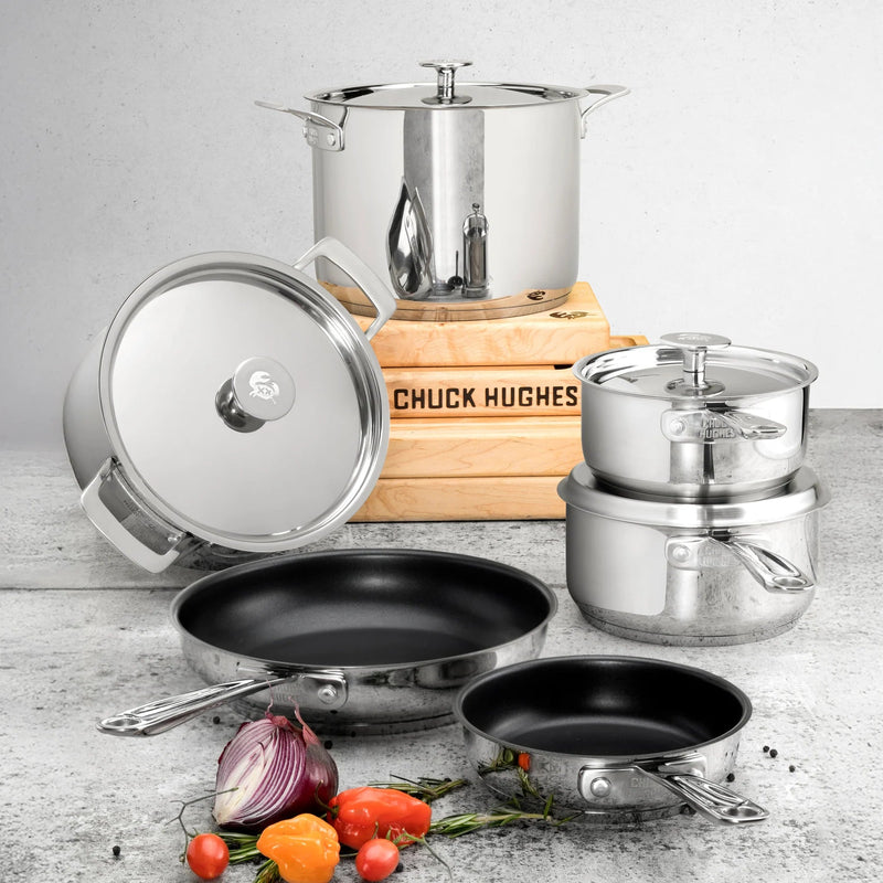CHUCK HUGHES - Cookware Set 1 - PlySS, 10pc w/Handles Home & Kitchen