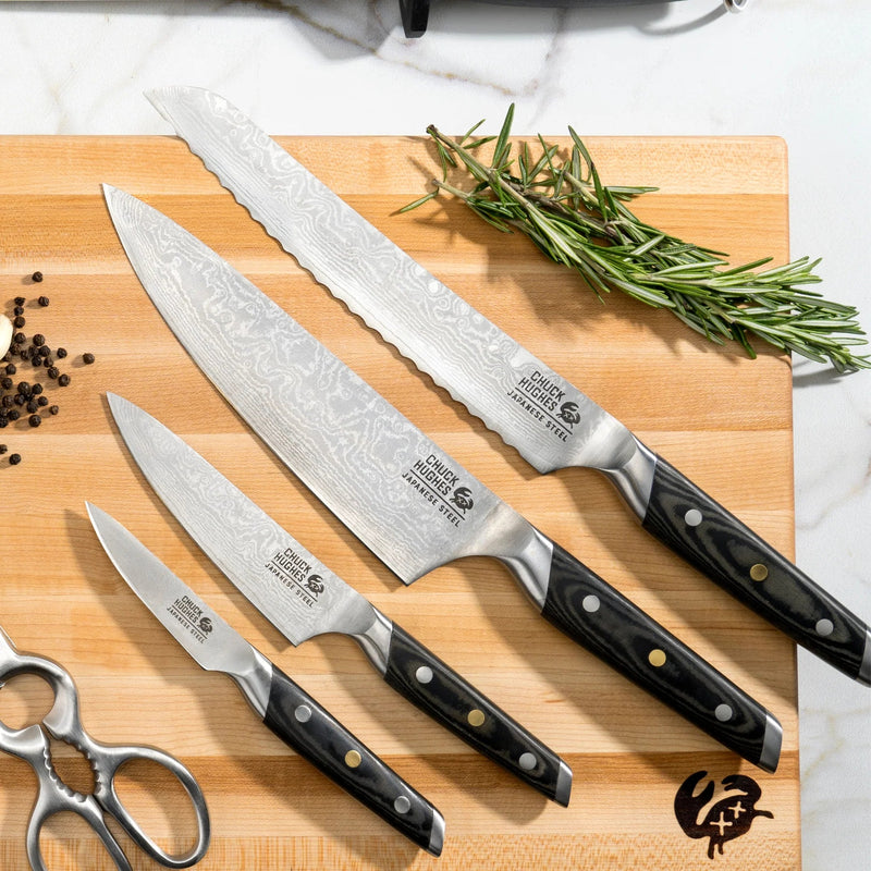 CHUCK HUGHES - Damascus Knife Serrated Bread Knife 9" Home & Kitchen