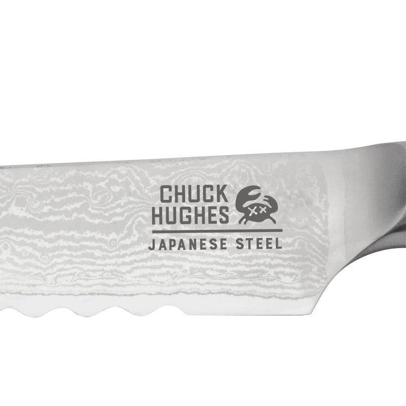 CHUCK HUGHES - Damascus Knife Serrated Bread Knife 9" Home & Kitchen