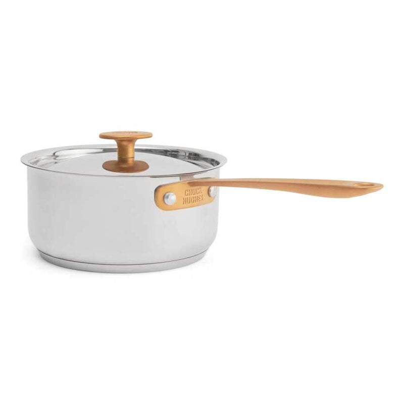 CHUCK HUGHES - Sauce Pan 1 - Ply SS2qt/18cm w/Gold Matte Han Home & Kitchen