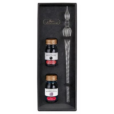 Clairefontaine - Box Set of inks Black Pearl and Moon Dust and transparent glass pen Arts & Crafts