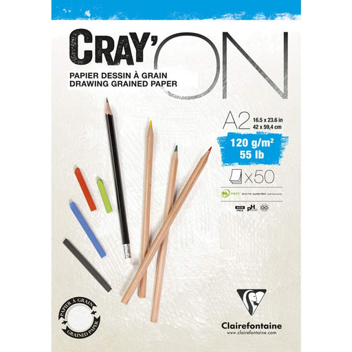 Clairefontaine - CrayOn A2 Drawing pad Glued 50S 120G Office Supplies