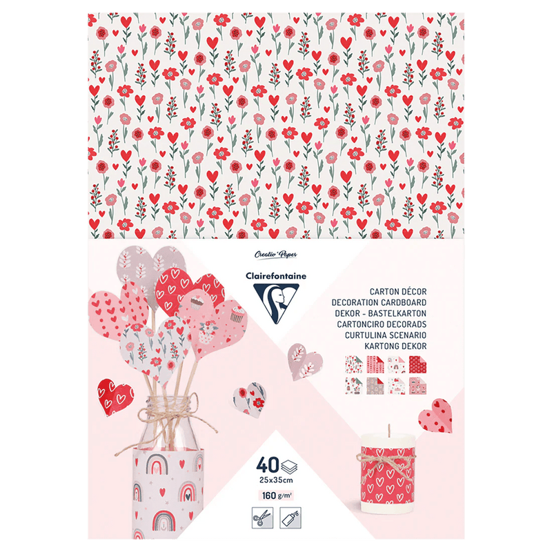 Clairefontaine - Decoration cardboard pack of 40 sheets 25x35cm, love Arts & Crafts