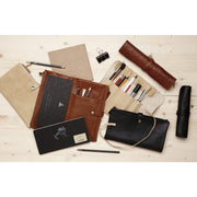 Clairefontaine - Flying Spirit: Leather Pencil Case - Sleeve Roll - Black (10.5x9.45in)