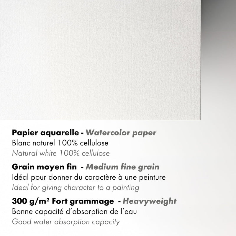 Clairefontaine - Goldline Aqua 300G Medium Fine Grit A3 30Sh White Arts & Crafts
