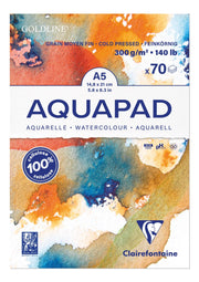 Clairefontaine - Goldline Aqua 300G Medium Fine Grit A5 70Sh White Arts & Crafts