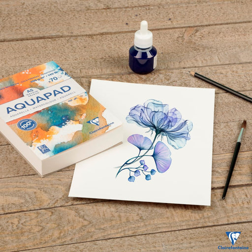 Clairefontaine - Goldline Aqua 300G Medium Fine Grit A5 70Sh White Arts & Crafts