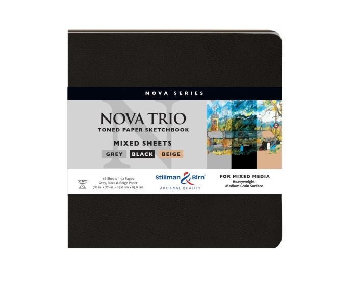 Clairefontaine - NovaTrio: Softcover Square 46 Sheets 150g Assortment (Black/Beige/Grey) (7.5 x 7.5in) Arts & Entertainment